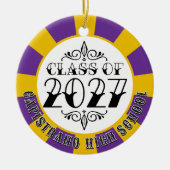 Tatスタイル グレー 2027年卒業記念写真 セラミックオーナメント (正面)