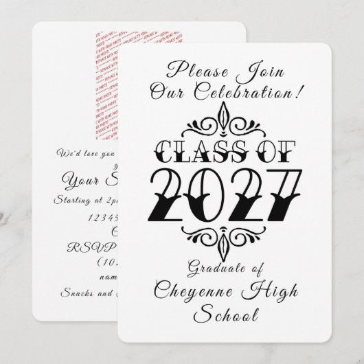 Tat-Style Class of 2027 Photo Graduation 招待状 (正面/裏面)