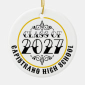 Tat-Style Gray Class of 2027 Photo Graduation セラミックオーナメント (正面)