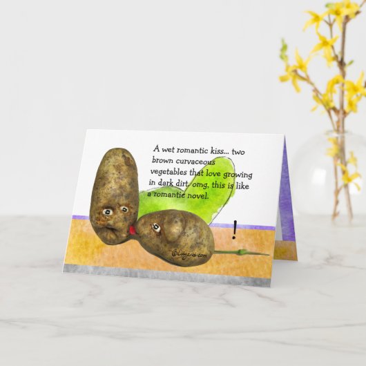 Taterのロマンチックな思考のおもしろいでキスをするなカード カード (黄色い花)