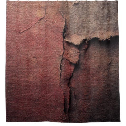 Tattered Canvas Abstract in Rust and Earth シャワーカーテン (正面)