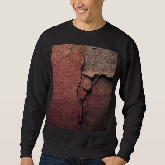 Tattered Canvas Abstract in Rust and Earth スウェットシャツ (正面)