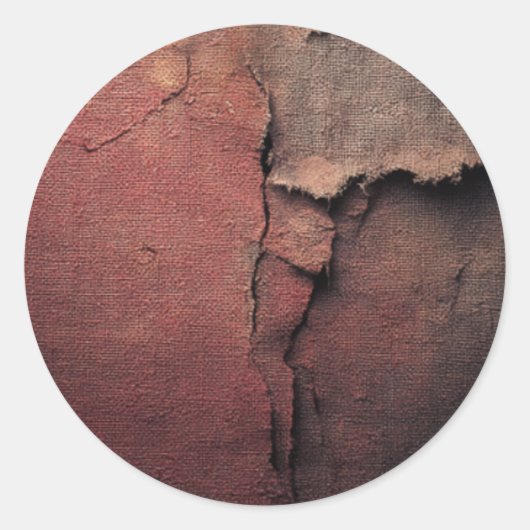 Tattered Canvas Abstract in Rust and Earth ラウンドシール (正面)