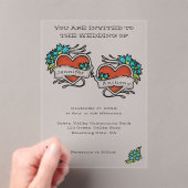 Tattoed Hearts Tattoo Graphic Wedding アクリル招待状 (インサイチュ (ポータブル))