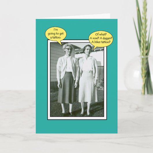 Tattooおもしろい名前または年齢の追加誕生日挨拶 カード (正面)