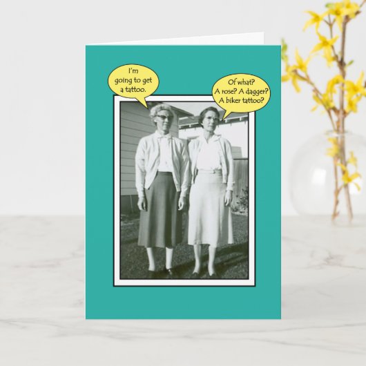 Tattooおもしろい名前または年齢の追加誕生日挨拶 カード (黄色い花)