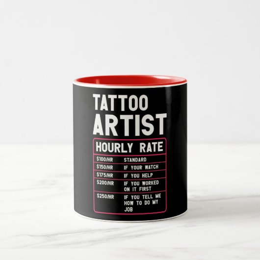 Tattooおもしろい Artistの時給 ツートーンマグカップ (中央)
