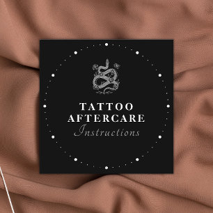 Tattooアフターケア指示黒白文字S スクエア名刺