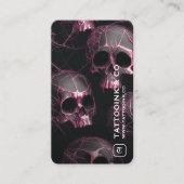 Tattooアーティストゴシックスカルイニシャルロゴフォトブラック 名刺 (正面)