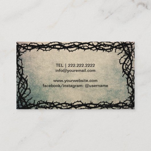 Tattooアーティストブラッククロウソーンフレームグランジ 名刺 (裏面)