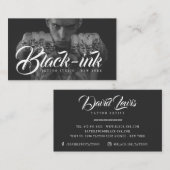 Tattooアーティスト黒写真白筆書道 名刺 (正面/裏面)