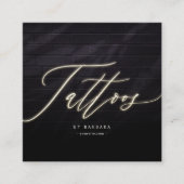 Tattooアーティスモダント金ゴールドスクリプトモノグラム スクエア名刺 (正面)