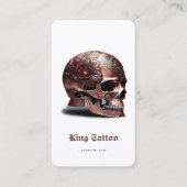 TattooアーティスモダントRosegoldスカルQrコードホワイト 名刺 (正面)