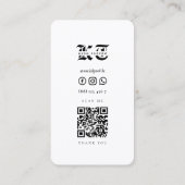 TattooアーティスモダントRosegoldスカルQrコードホワイト 名刺 (裏面)