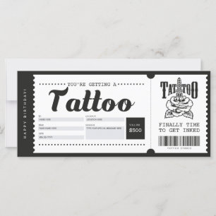 Tattooギフトカードチケット伝票証明書