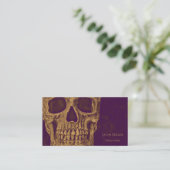 Tattooショップ金ゴールドパープルゴシックスカルヘッド 名刺 (スタンド正面)
