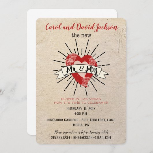 Tattooスタイルの駆け落ち発表とパーティー 招待状 (正面/裏面)