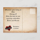 Tattooハートとバラ日付の保存 案内ポストカード (裏面)