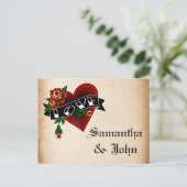 Tattooハートとバラ日付の保存 案内ポストカード (スタンド正面)