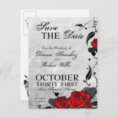 Tattooバラとハート日付の保存 案内ポストカード (正面/裏面)