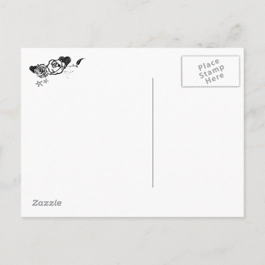 Tattooバラとハート日付の保存 案内ポストカード (裏面)