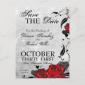 Tattooバラとハート日付の保存 案内ポストカード (正面)