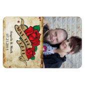 Tattooバラ日付を保存するフォトマグネット マグネット (横)