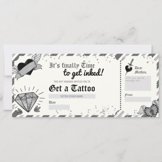 Tattooモノクロギフト券を受け取る (正面)