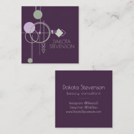 Tattooラインワーク |ボヘミアンパープルグリーン抽象芸術 コーリングカード