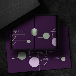 Tattooラインワーク |ボヘミアンパープルグリーン抽象芸術 薄葉紙