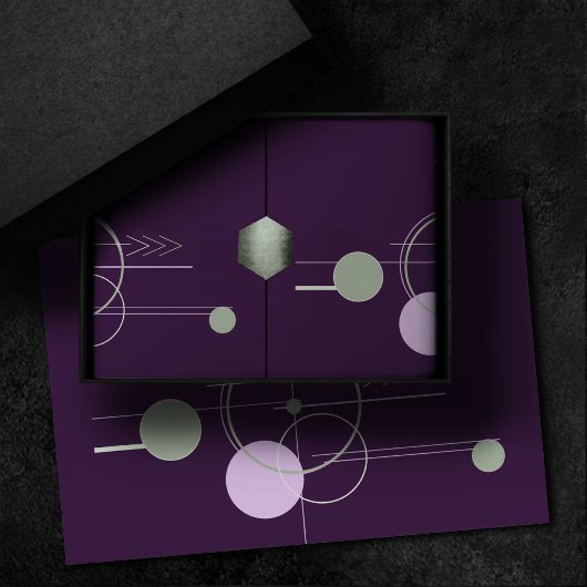 Tattooラインワーク |ボヘミアンパープルグリーン抽象芸術 薄葉紙