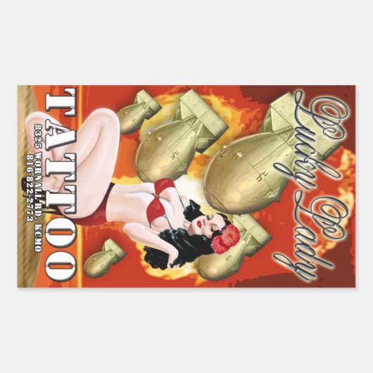 Tattoo幸運な女性 長方形シール (正面)