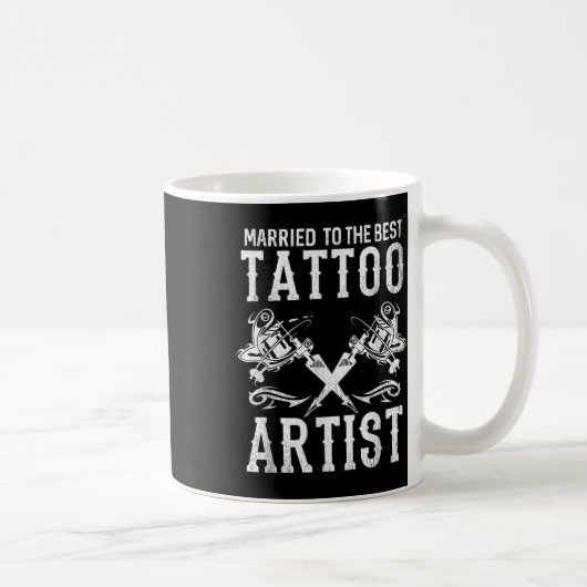 Tattoo結婚したアーティス最高のトの妻または夫に コーヒーマグカップ (右)