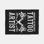 Tattoo結婚したアーティス最高のトの妻または夫に フリースブランケット (正面(横))