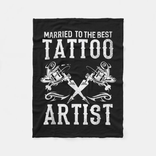 Tattoo結婚したアーティス最高のトの妻または夫に フリースブランケット (正面)
