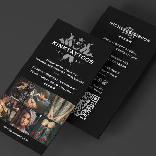 Tattoo ミニマルArtist Tattooist Black Grid 名刺