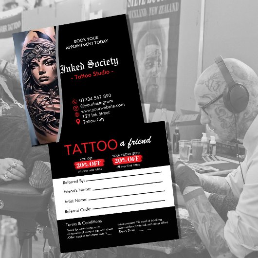 Tattoo 紹介カード テンプレート | Tattoo a Friend スクエア名刺