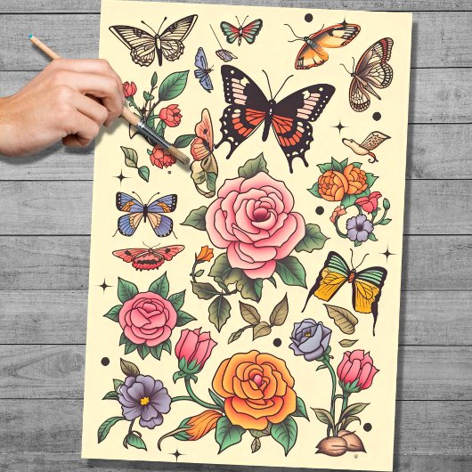 Tattoo 1デコページ紙 薄葉紙