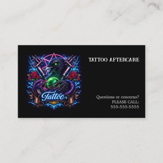 Tattoo Aftercare Instructions 名刺 (正面)