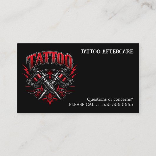 Tattoo Aftercare Instructions 名刺 (正面)