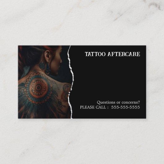 Tattoo Aftercare Instructions 名刺 (正面)
