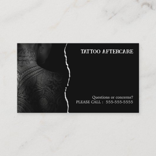 Tattoo Aftercare Instructions 名刺 (正面)