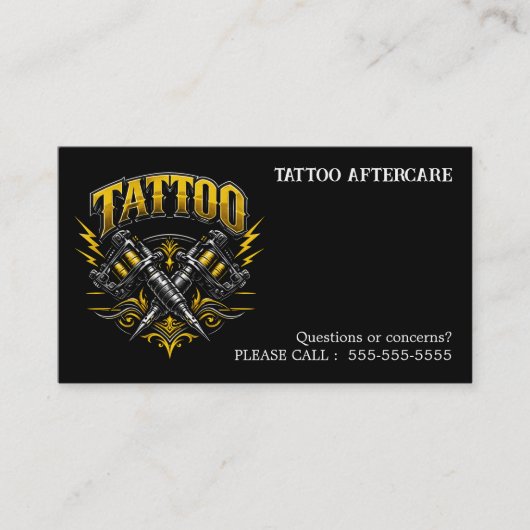 Tattoo Aftercare Instructions 名刺 (正面)