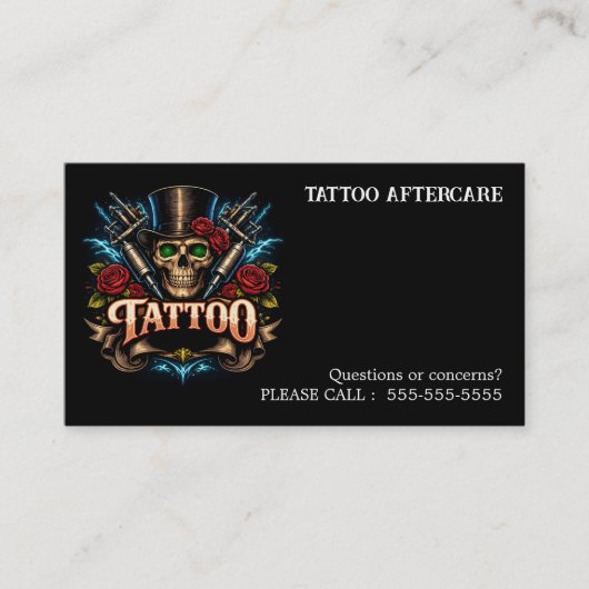 Tattoo Aftercare Instructions 名刺 (正面)