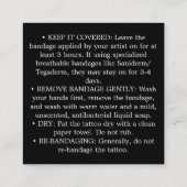 Tattoo Aftercare Instructions Business Card スクエア名刺 (裏面)