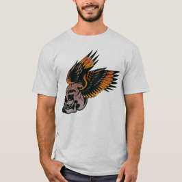 Tattoo aile tete de mort ailé embleme motard club  tシャツ