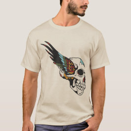 Tattoo aile tete de mort crane aille old school  tシャツ