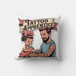 Tattoo Apprentice – Cute Cartoon Dad & Daughter クッション