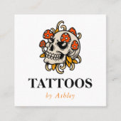 Tattoo Artistソーシャルメディアの追加クリエイティブスカル スクエア名刺 (正面)