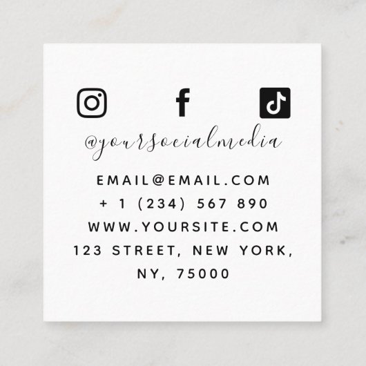 Tattoo Artistソーシャルメディアの追加クリエイティブ アート スクエア名刺 (裏面)